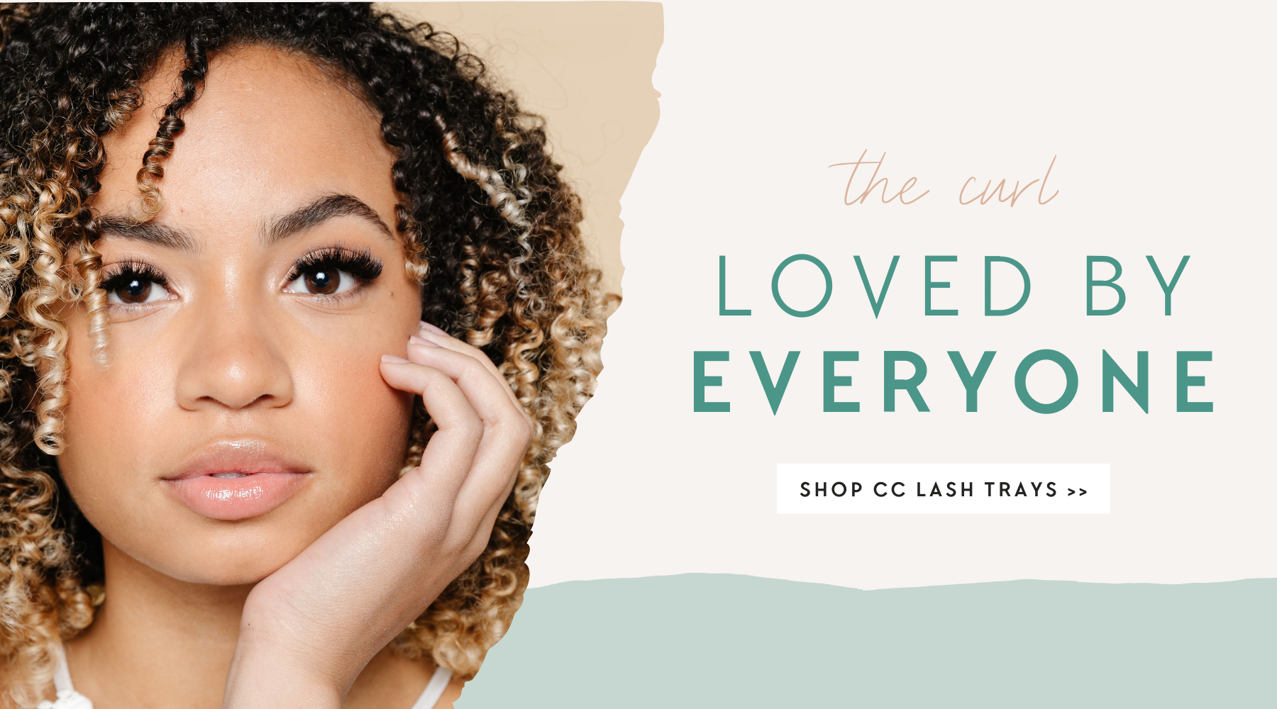 CC curl lash extensions banner showcasing voluminous, lifted lashes for a stunning eye-enhancing look.