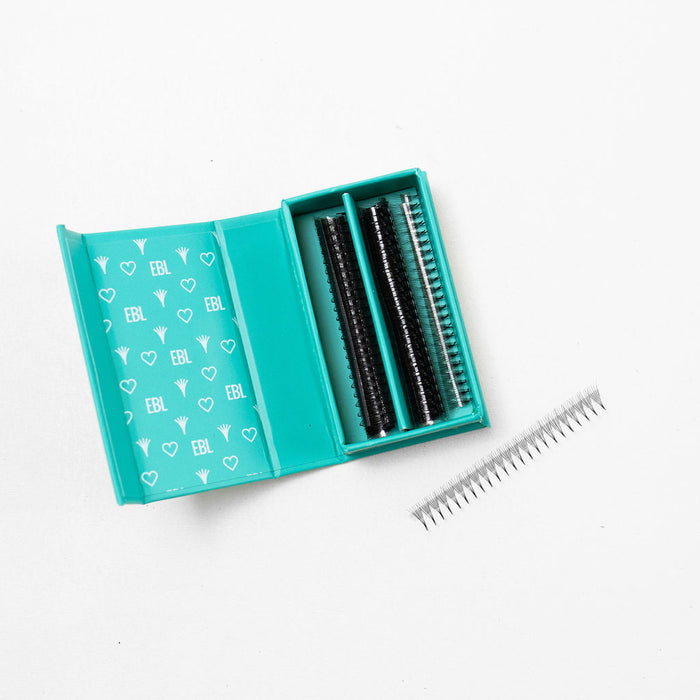 Compact box of EBL 6D premade volume lash fans—about 1,000 fans per box for easy storage and quicker sets.