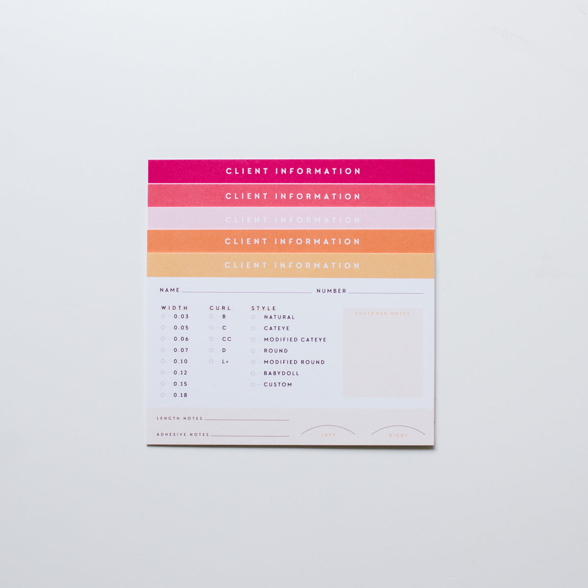 Sample Client Card Client Information Cards | Set of 50