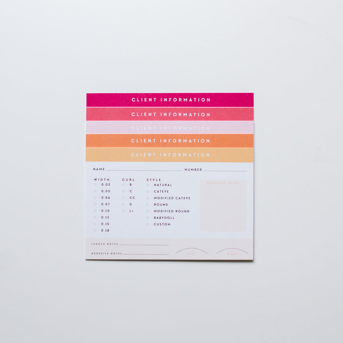 Client Card Or Chart Client Information Cards | Set of 50 — EBLLashes